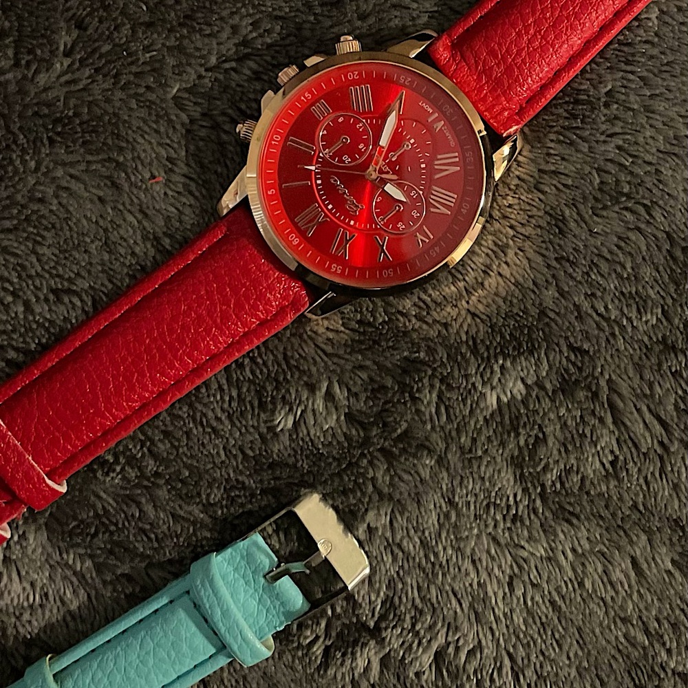 Vintage Red watch, Adjustable strap